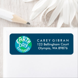 EARTH DAY EVERY DAY protect the planet Mailing  Return Address Label