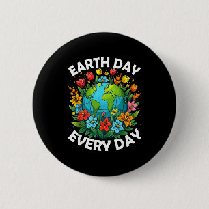 Earth Day Every Day Rainbow Globe Save The Planet 6 Cm Round Badge
