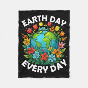 Earth Day Every Day Rainbow Globe Save The Planet Fleece Blanket
