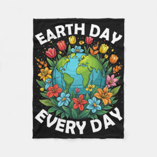 Earth Day Every Day Rainbow Globe Save The Planet Fleece Blanket