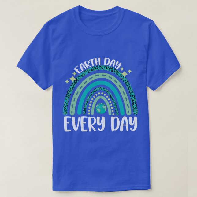 Earth Day Every Day Rainbow Leopard Skin Earth Day T-Shirt (Design Front)