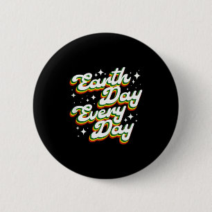 Earth day every day retro environmental planet 6 cm round badge