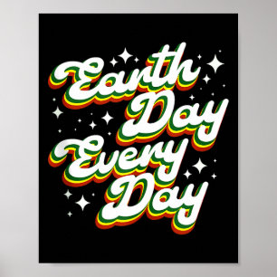 Earth day every day retro environmental planet poster
