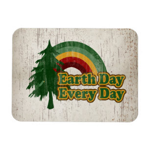 Earth Day Every Day, Retro Rainbow Magnet