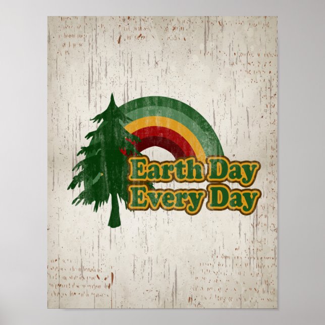 Earth Day Every Day, Retro Rainbow Poster (Front)