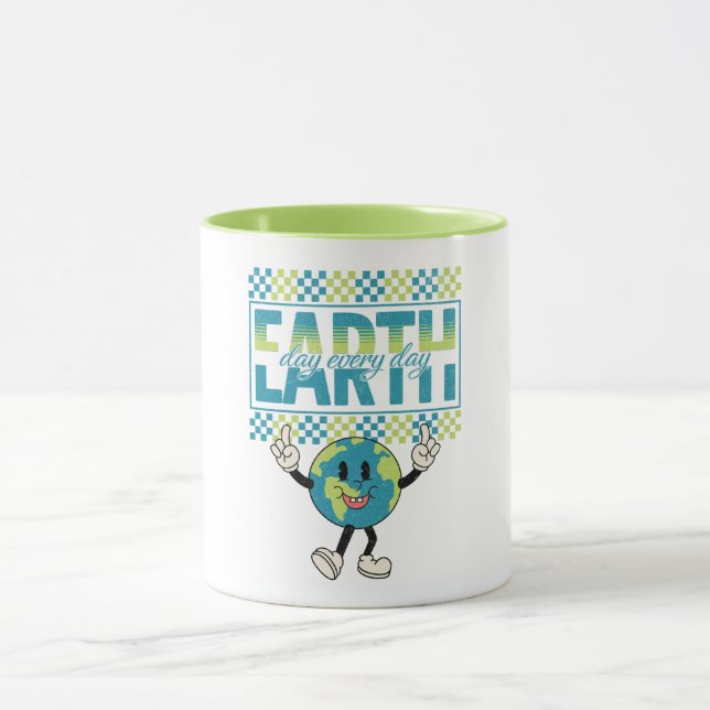 Earth Day every day retro style design Mug (Center)