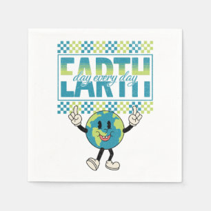 Earth Day every day retro style design Napkin