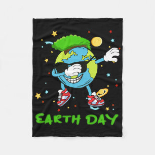 Earth Day Every Day Save Our Planet Earth Dabbing Fleece Blanket