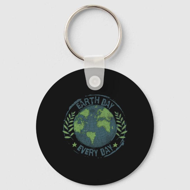 Earth Day Every Day Save The Planet Environmental  Key Ring (Front)