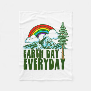 Earth Day Every Day! Vintage Rainbow Nature & Fleece Blanket