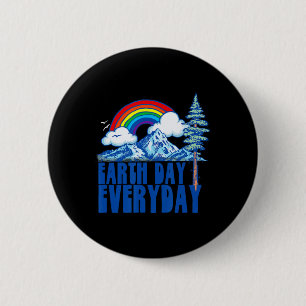 Earth Day Every Day! Vintage Rainbow Nature And Ou 6 Cm Round Badge