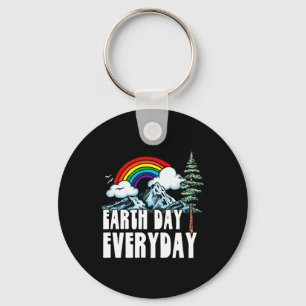 Earth Day Every Day! Vintage Rainbow Nature And Ou Key Ring