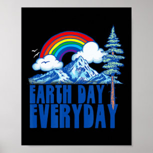 Earth Day Every Day! Vintage Rainbow Nature And Ou Poster