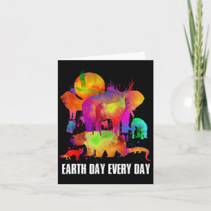 Earth Day Every Day Watercolor Animals Lovers Eart Card