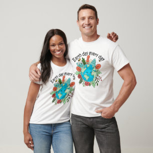 Earth Day Everyday - Cute Smiling Globe with Bees T-Shirt
