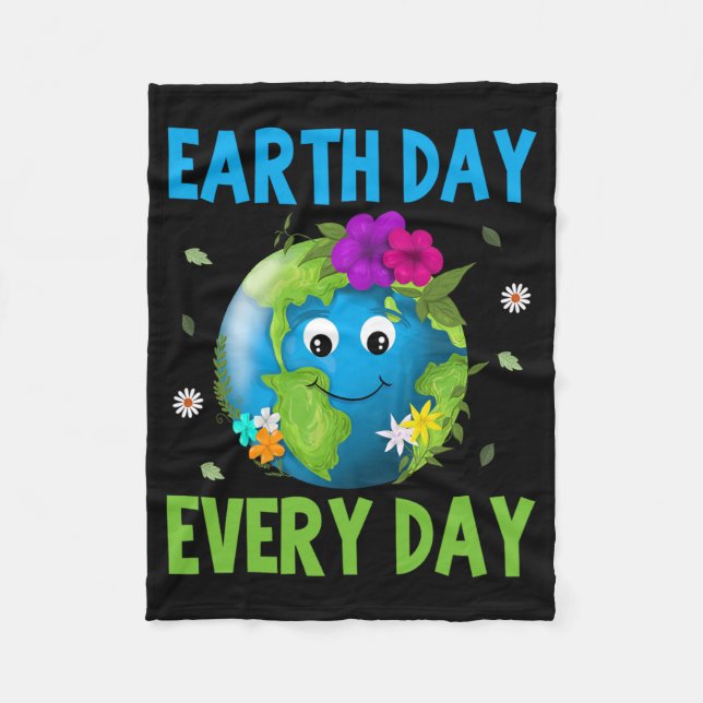 Earth Day Everyday Environment Conservation Cute E Fleece Blanket (Front)