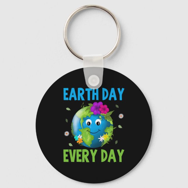 Earth Day Everyday Environment Conservation Cute E Key Ring (Front)