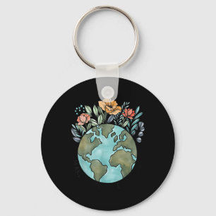 Earth Day Everyday Flower Planet Anniversary Women Key Ring