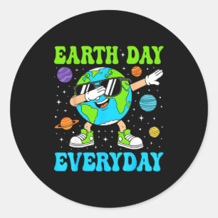 Earth day everyday funny dab dance dabbing earth classic round sticker
