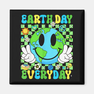 Earth day everyday funny smile face earth boys kid magnet