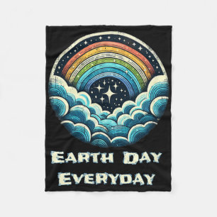 Earth Day Everyday Globe Rainbow Earth Day Awarene Fleece Blanket