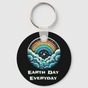 Earth Day Everyday Globe Rainbow Earth Day Awarene Key Ring