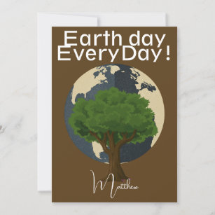 earth day everyday, go green, elegant art science card