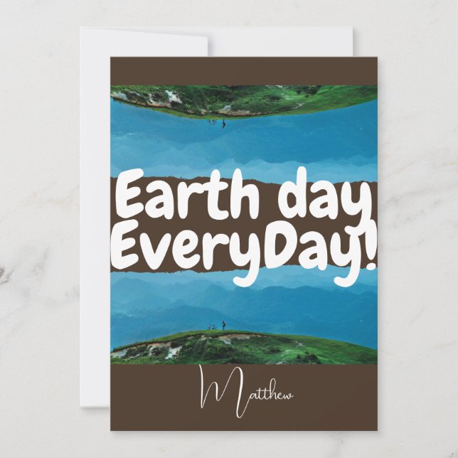 earth day everyday, go green, elegant art science card (Front)