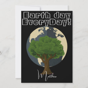 earth day everyday, go green, elegant art science  card