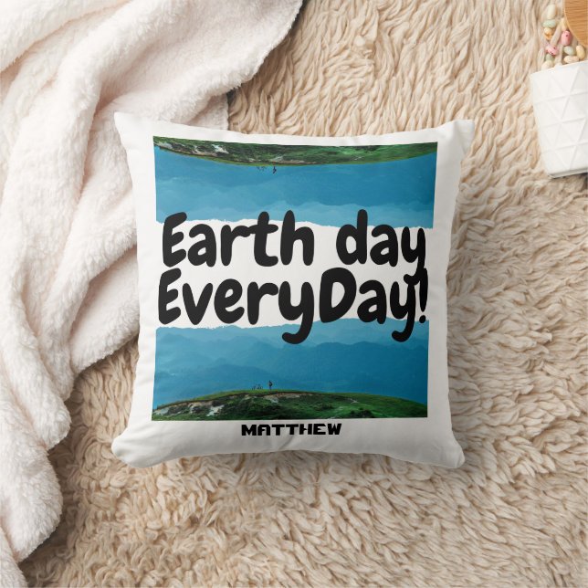 earth day everyday, go green, elegant art science cushion (Blanket)