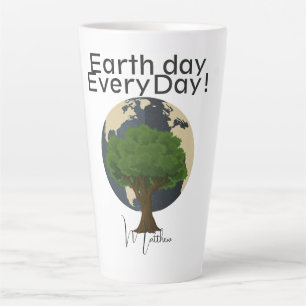 earth day everyday, go green, elegant art science latte mug