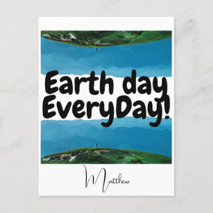 earth day everyday, go green, elegant art science  postcard