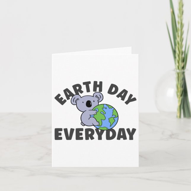 Earth Day Everyday Koala Globe  Card (Front)