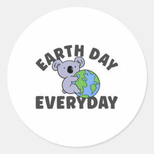 Earth Day Everyday Koala Globe Classic Round Sticker