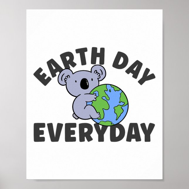 Earth Day Everyday Koala Globe  Poster (Front)