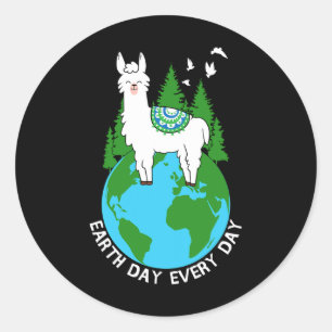 Earth Day Everyday Llama Cool Pro Environment Love Classic Round Sticker