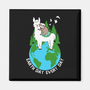Earth Day Everyday Llama Sloth Cool Earth Day Love Magnet