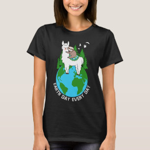 Earth Day Everyday Llama Sloth Cool Earth Day Love T-Shirt