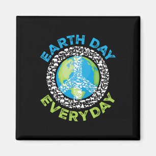 Earth Day Everyday Peace Earth Animals Men Women T Magnet