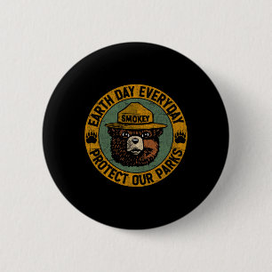 Earth Day Everyday Protect Our Parks Bear Vintage 6 Cm Round Badge