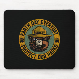 Earth Day Everyday Protect Our Parks Bear Vintage Mouse Pad