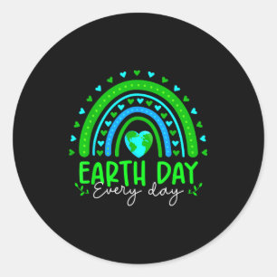 Earth Day Everyday Rainbow Cute Earth Heart Earth Classic Round Sticker