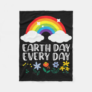 Earth Day Everyday Rainbow Flower Earth Day Save N Fleece Blanket