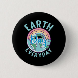 Earth Day Everyday Rainbow Heart Teacher 6 Cm Round Badge