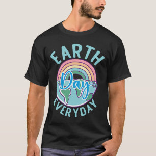 Earth Day Everyday Rainbow Heart Teacher  T-Shirt