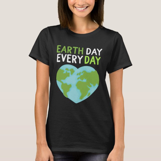 Earth Day Everyday Rainbow Pine Tree Nature Green  T-Shirt (Front)