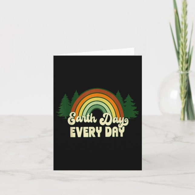 Earth Day Everyday Rainbow Pine Trees  Card (Front)