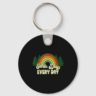 Earth Day Everyday Rainbow Pine Trees Key Ring