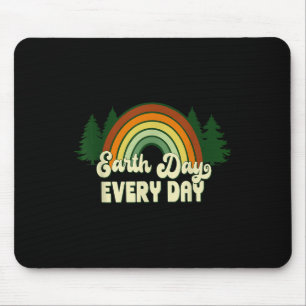 Earth Day Everyday Rainbow Pine Trees Mouse Pad
