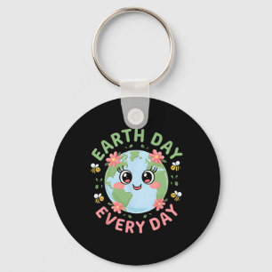 Earth Day Everyday Retro Environmental Women Earth Key Ring
